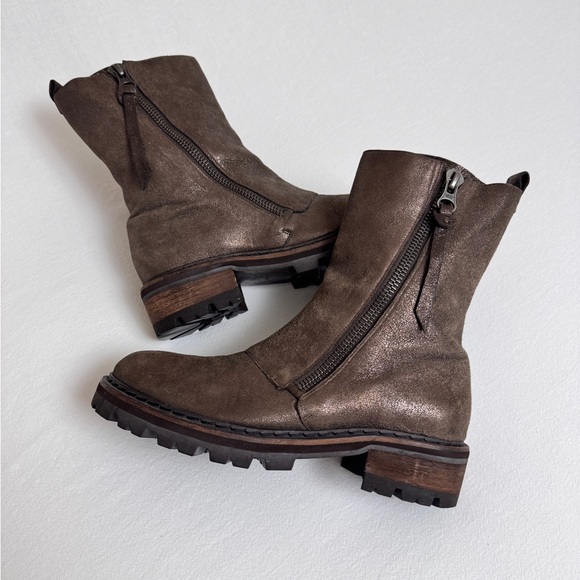 Henry Beguelin Italian Leather Ankle Boots Metallic Brown Bronze Size 37.5 (US7) - Picture 5 of 14